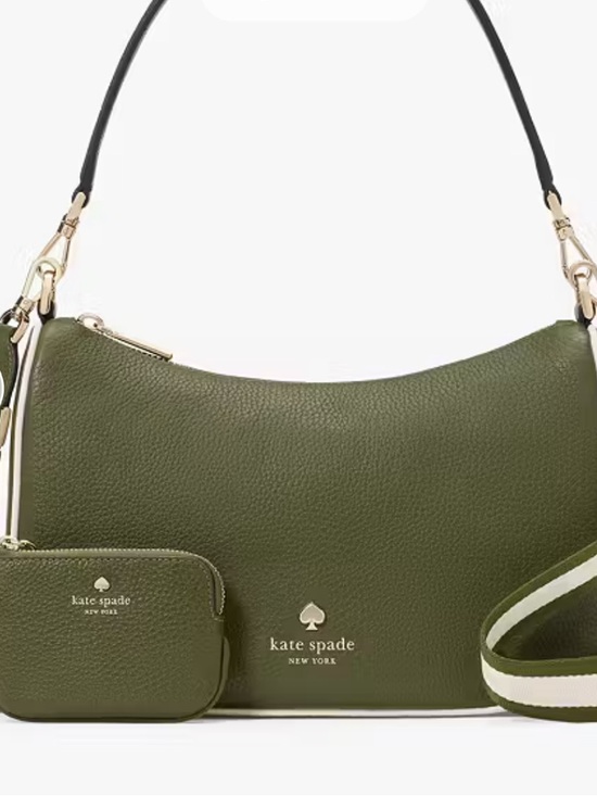 kate spade Handbags - kate spade Olive Green Emma Medium Shoulder Bag with Striped Strap